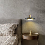 Modern Geometric Double Circle Marble LED Pendant Light for Dining Room Gold and Black Finish