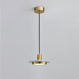 Modern Geometric Double Circle Marble LED Pendant Light for Dining Room Gold and Black Finish
