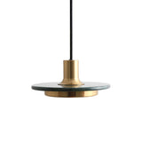 Modern Geometric Double Circle Marble LED Pendant Light for Dining Room Gold and Black Finish