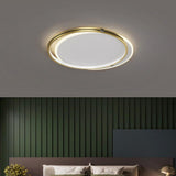 Modern Geometric Double Ring LED Flush Mount Ceiling Light Dimmable Metal Fixture for Bedroom