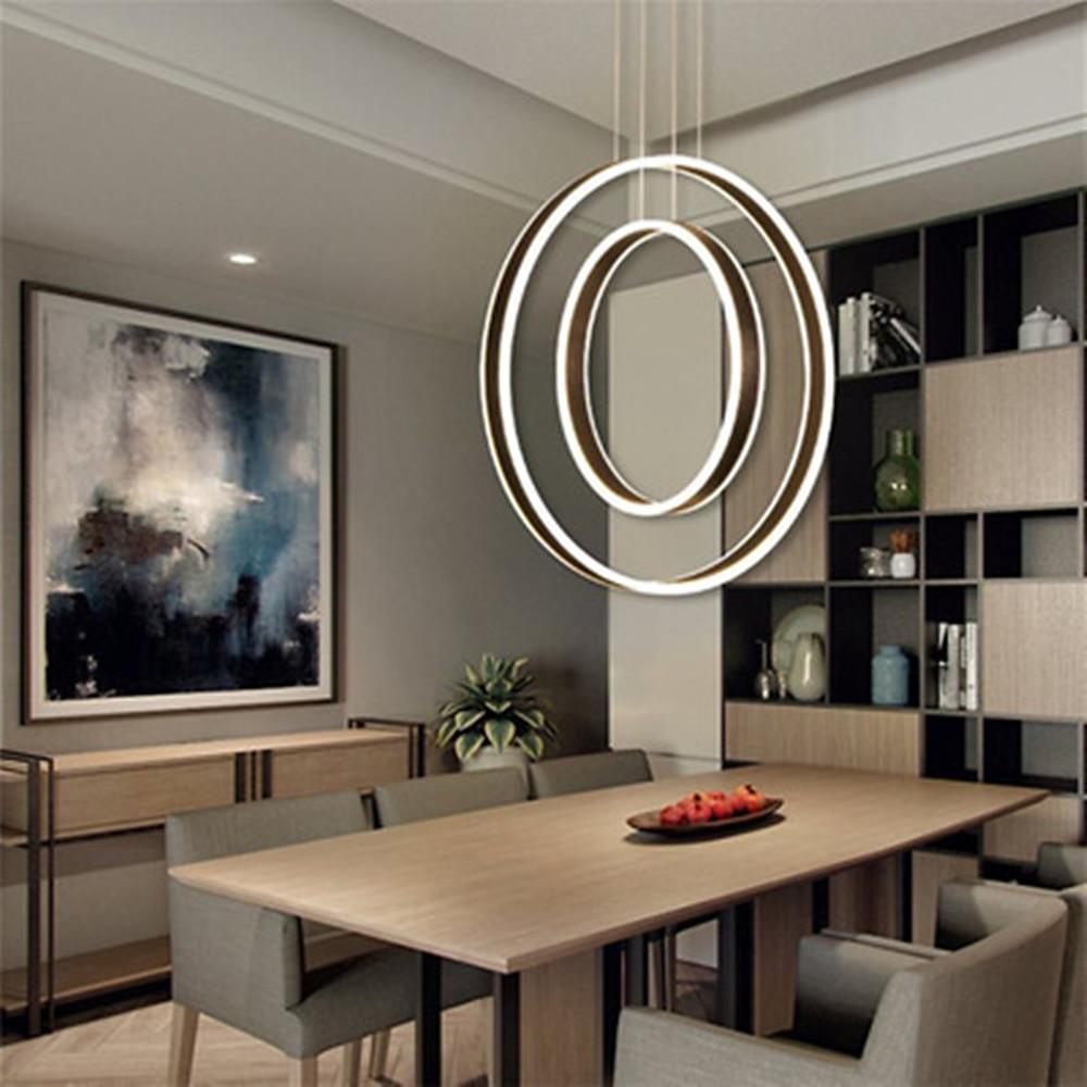 Modern Geometric Double Ring LED Pendant Light for Dining Room and Living Space