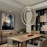 Modern Geometric Double Ring LED Pendant Light for Dining Room and Living Space