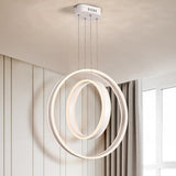 Modern Geometric Double Ring LED Pendant Light for Dining Room and Living Space