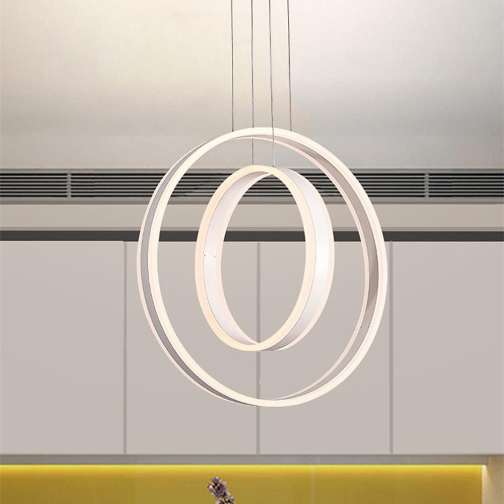Modern Geometric Double Ring LED Pendant Light for Dining Room and Living Space