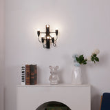 Modern Geometric Fruit Bracket Wall Sconce Multi Arm Indoor Lighting in Matt Black Gold White