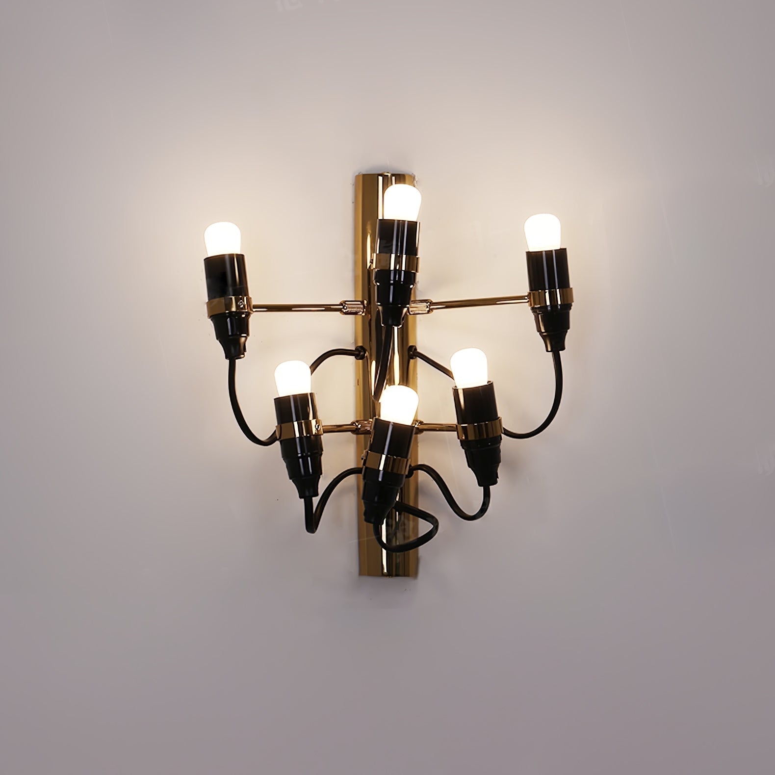 Modern Geometric Fruit Bracket Wall Sconce Multi Arm Indoor Lighting in Matt Black Gold White