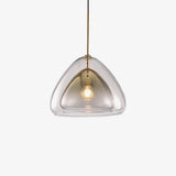 Modern Geometric Glass Pendant Light Gold Finish Double Layer Triangle Hanging Lamp