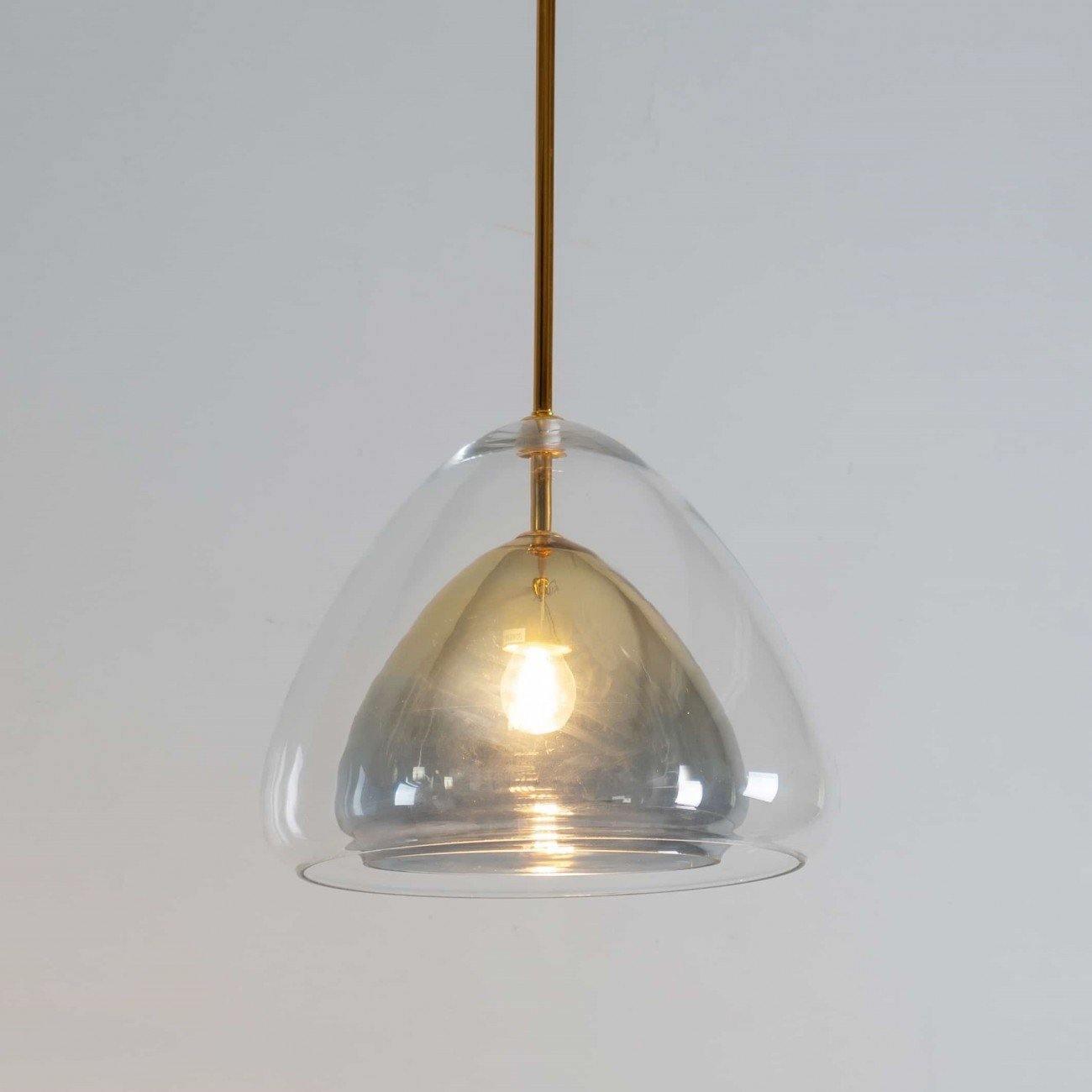 Modern Geometric Glass Pendant Light Gold Finish Double Layer Triangle Hanging Lamp
