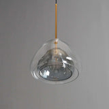 Modern Geometric Glass Pendant Light Gold Finish Double Layer Triangle Hanging Lamp