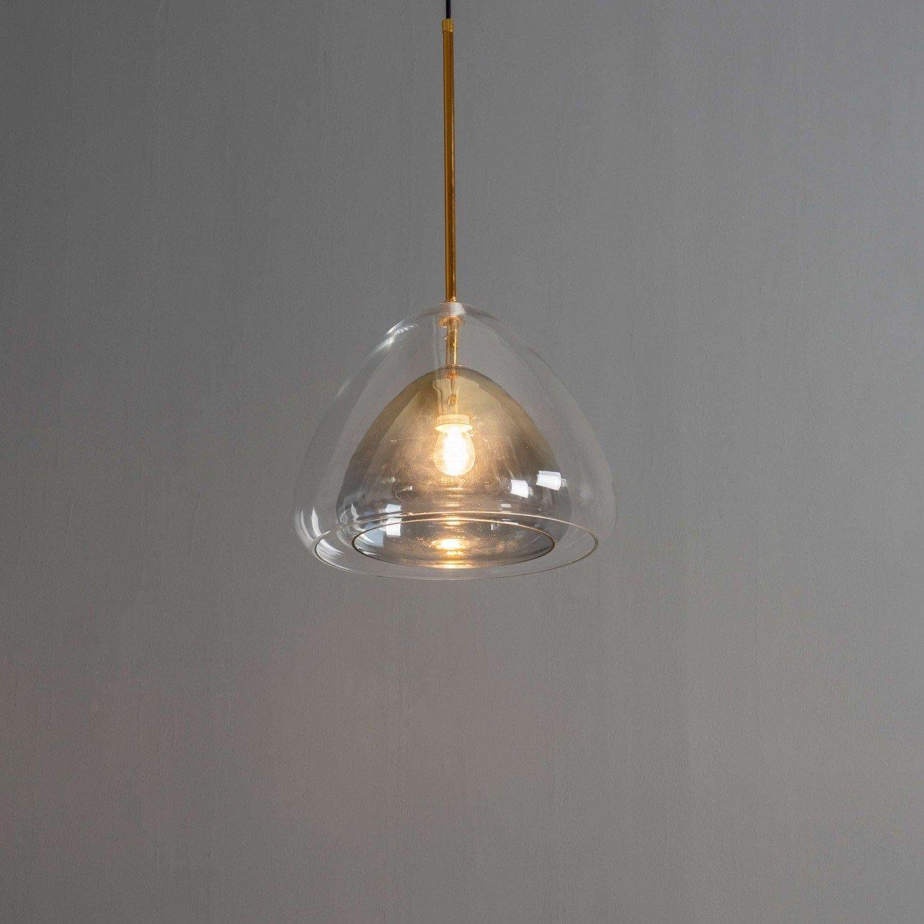 Modern Geometric Glass Pendant Light Gold Finish Double Layer Triangle Hanging Lamp