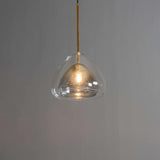 Modern Geometric Glass Pendant Light Gold Finish Double Layer Triangle Hanging Lamp