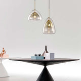 Modern Geometric Glass Pendant Light Gold Finish Double Layer Triangle Hanging Lamp