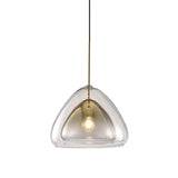 Modern Geometric Glass Pendant Light Gold Finish Double Layer Triangle Hanging Lamp