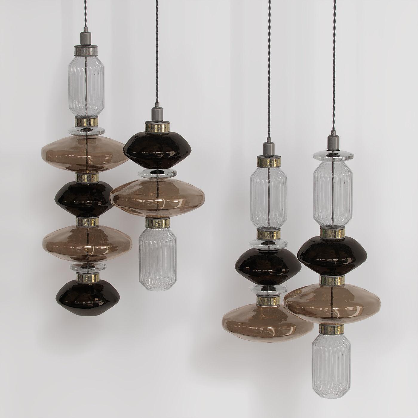 Modern Geometric Glass Pendant Light Gold Finish Integrated LED Ceiling Lamp for Dining Room