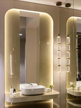 Modern Geometric Glass Pendant Light Gold Finish Integrated LED Ceiling Lamp for Dining Room