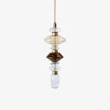 Modern Geometric Glass Pendant Light Gold Finish Integrated LED Ceiling Lamp for Dining Room