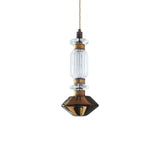 Modern Geometric Glass Pendant Light Gold Finish Integrated LED Ceiling Lamp for Dining Room