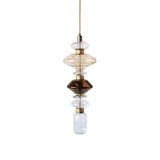 Modern Geometric Glass Pendant Light Gold Finish Integrated LED Ceiling Lamp for Dining Room