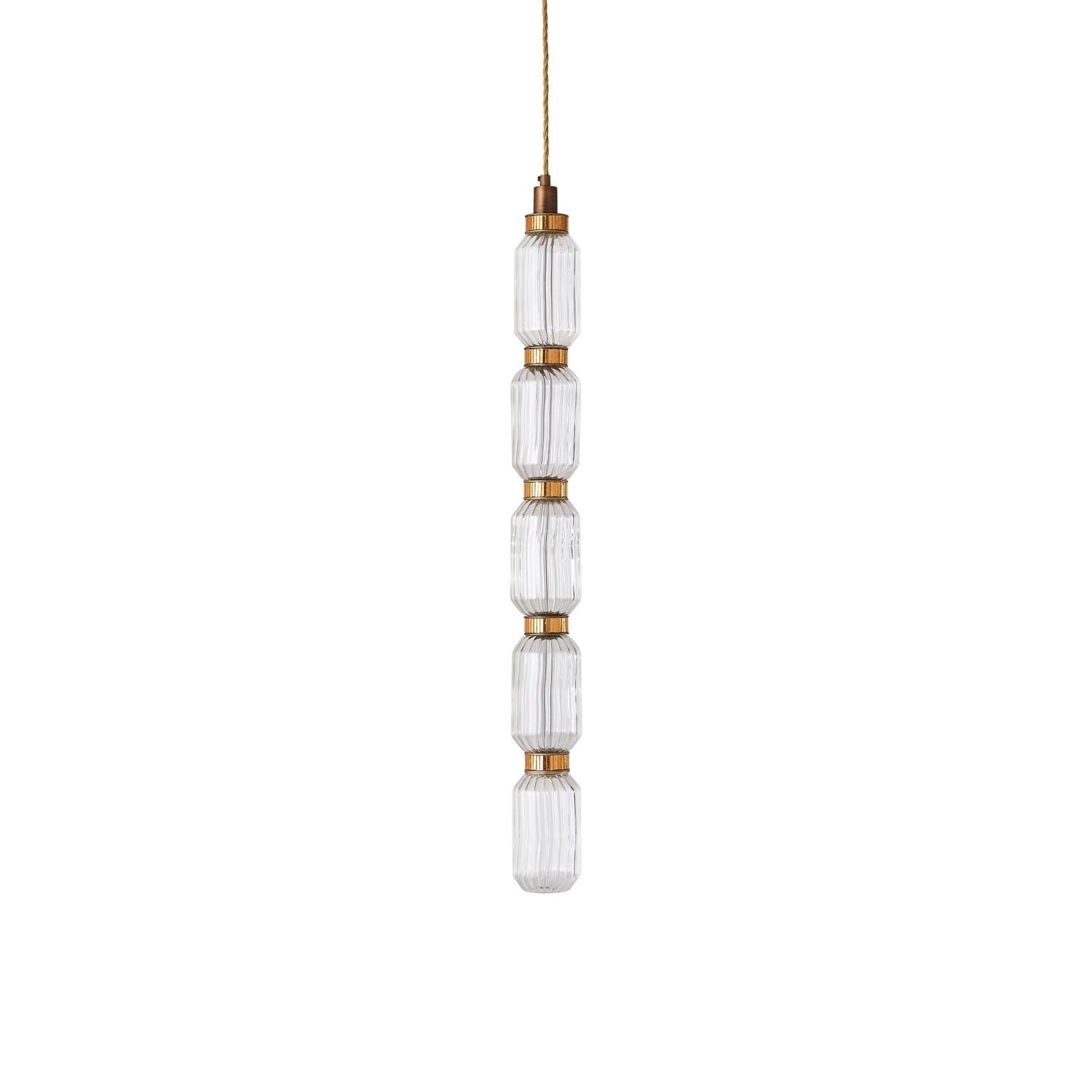 Modern Geometric Glass Pendant Light Gold Finish Integrated LED Ceiling Lamp for Dining Room