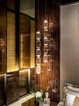 Modern Geometric Glass Pendant Light Gold Finish Integrated LED Ceiling Lamp for Dining Room
