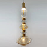 Modern Geometric Glass Pendant Light Gold Finish Integrated LED Ceiling Lamp for Dining Room