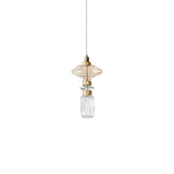 Modern Geometric Glass Pendant Light Gold Finish Integrated LED Ceiling Lamp for Dining Room