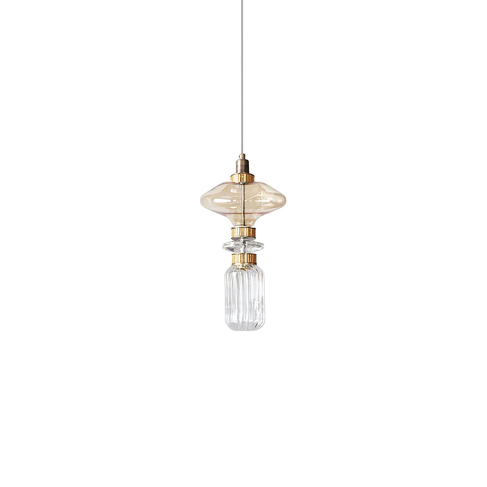Modern Geometric Glass Pendant Light Gold Finish Integrated LED Ceiling Lamp for Dining Room