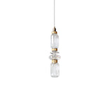 Modern Geometric Glass Pendant Light Gold Finish Integrated LED Ceiling Lamp for Dining Room