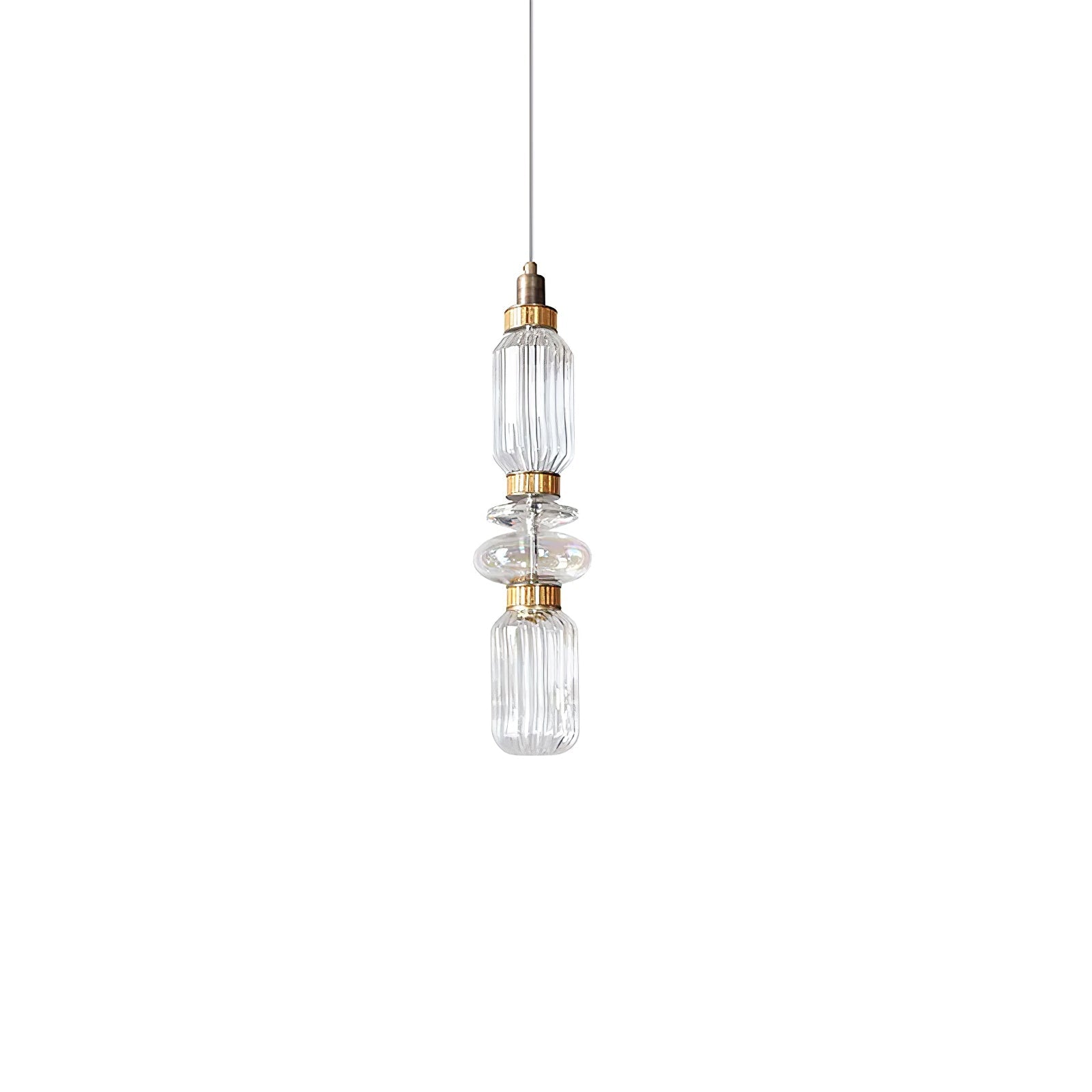 Modern Geometric Glass Pendant Light Gold Finish Integrated LED Ceiling Lamp for Dining Room