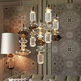 Modern Geometric Glass Pendant Light Gold Finish Integrated LED Ceiling Lamp for Dining Room