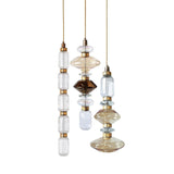 Modern Geometric Glass Pendant Light Gold Finish Integrated LED Ceiling Lamp for Dining Room