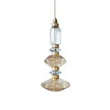 Modern Geometric Glass Pendant Light Gold Finish Integrated LED Ceiling Lamp for Dining Room