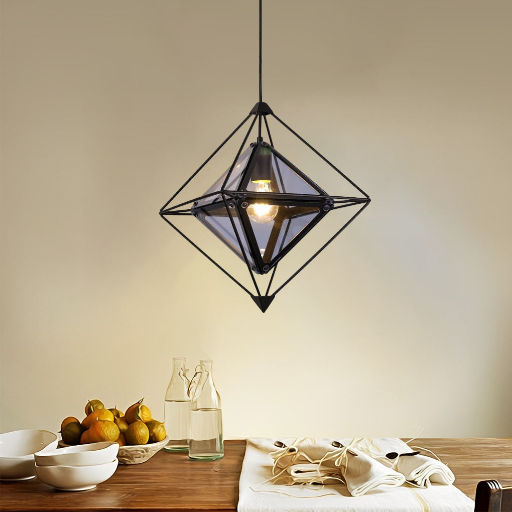 Modern Geometric Glass Pendant Light Minimalist Kitchen Island Chandelier for Dining Room