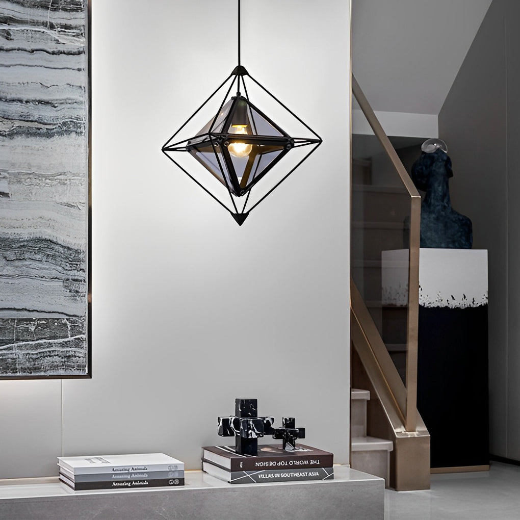Modern Geometric Glass Pendant Light Minimalist Kitchen Island Chandelier for Dining Room