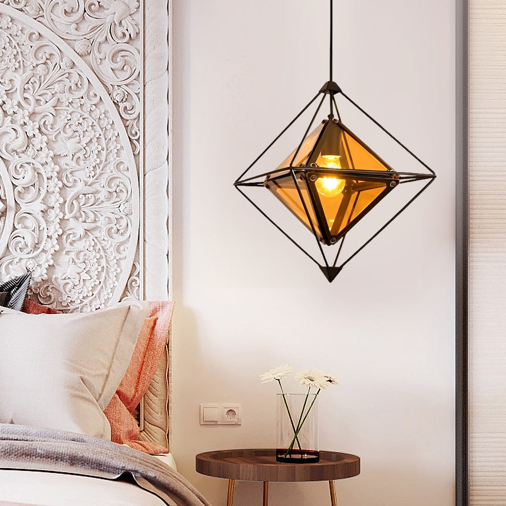 Modern Geometric Glass Pendant Light Minimalist Kitchen Island Chandelier for Dining Room