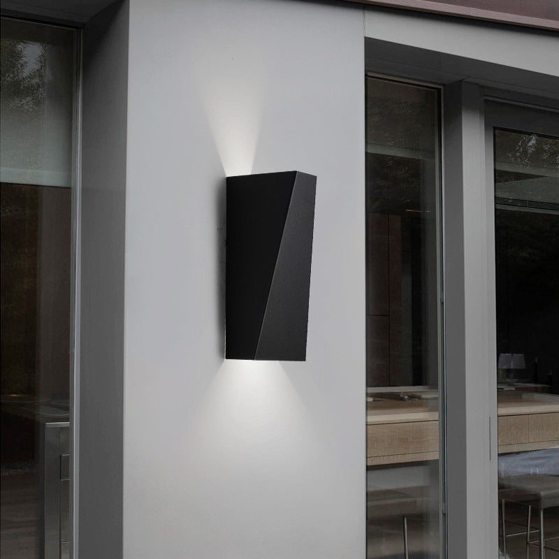 Modern Geometric Indoor LED Up and Down Wall Sconce Light Fixture in Black or White