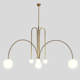 Modern Geometric Industrial Dining Room Chandelier with Glass Shades and Metal Frame 6 Light