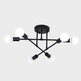 Modern Geometric Industrial Sputnik Chandelier with 6 Glass Bulbs for Home Office and Bedroom