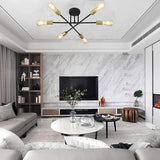 Modern Geometric Industrial Sputnik Chandelier with 6 Glass Bulbs for Home Office and Bedroom
