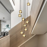 Modern Geometric K9 Crystal Cube Spiral Chandelier with Adjustable Copper Suspension