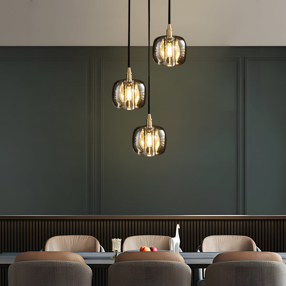 Modern Geometric K9 Crystal Cube Spiral Chandelier with Adjustable Copper Suspension