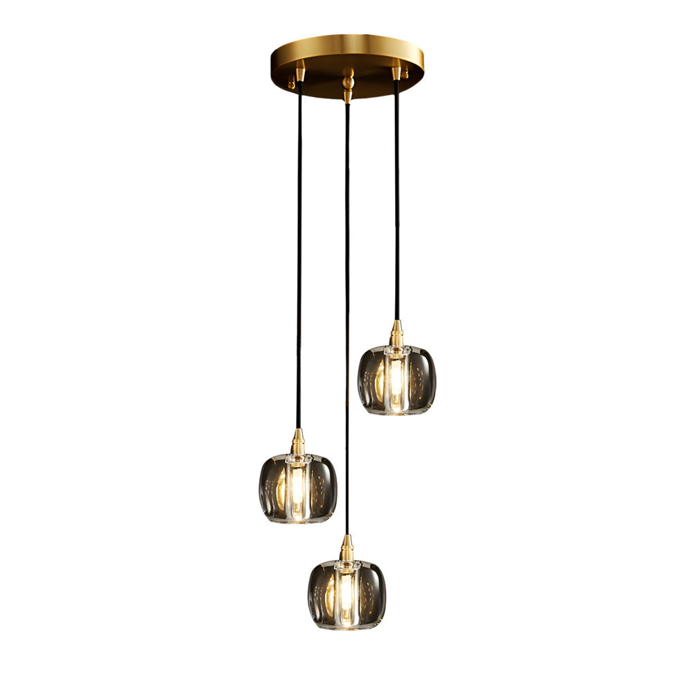 Modern Geometric K9 Crystal Cube Spiral Chandelier with Adjustable Copper Suspension