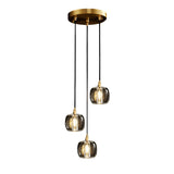 Modern Geometric K9 Crystal Cube Spiral Chandelier with Adjustable Copper Suspension