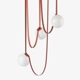 Modern Geometric Leather Belt Multi Head Glass Globe Pendant Light for Living Room
