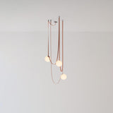 Modern Geometric Leather Belt Multi Head Glass Globe Pendant Light for Living Room
