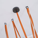 Modern Geometric Leather Belt Multi Head Glass Globe Pendant Light for Living Room