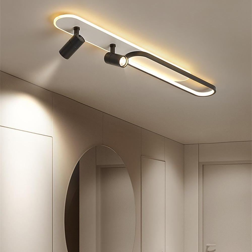Modern Geometric LED Ceiling Light with Adjustable Spotlight for Living Room and Bedroom