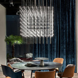 Modern Geometric LED Chandelier Cosmic Cube Chrome Pendant Ceiling Light
