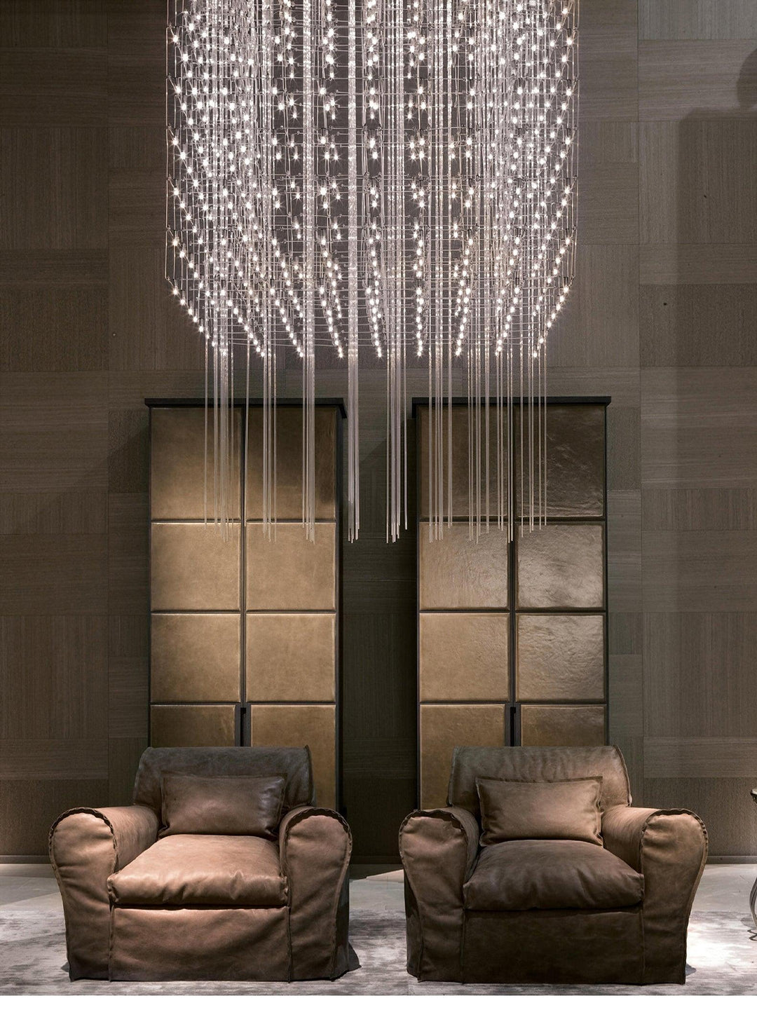 Modern Geometric LED Chandelier Cosmic Cube Chrome Pendant Ceiling Light