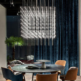Modern Geometric LED Chandelier Cosmic Cube Chrome Pendant Ceiling Light